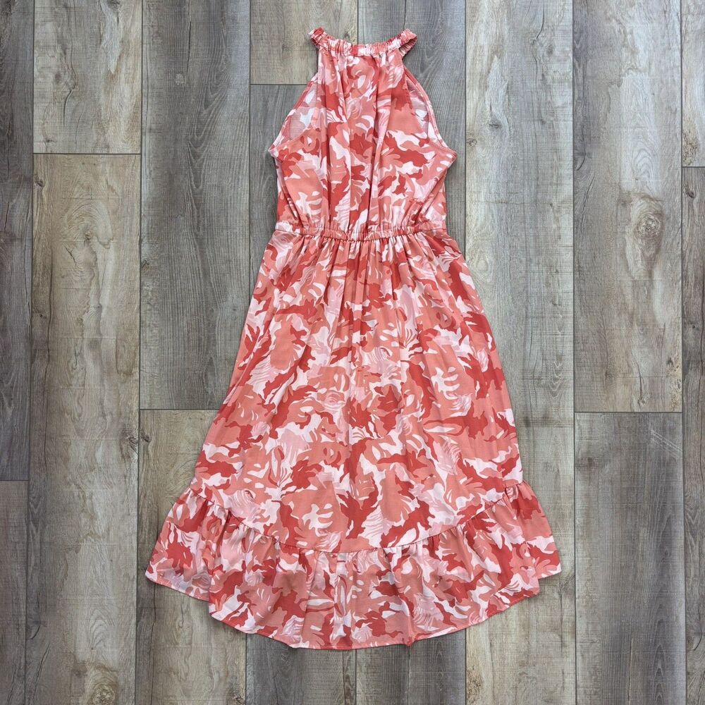 NINE WEST Womens Halter Floral Dress Size L Tiered Ruffle Resort Wedding Guest - Picture 8 of 16